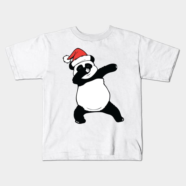 Panda Christmas Santa Hat Dabbing Panda Kids T-Shirt by alltheprints